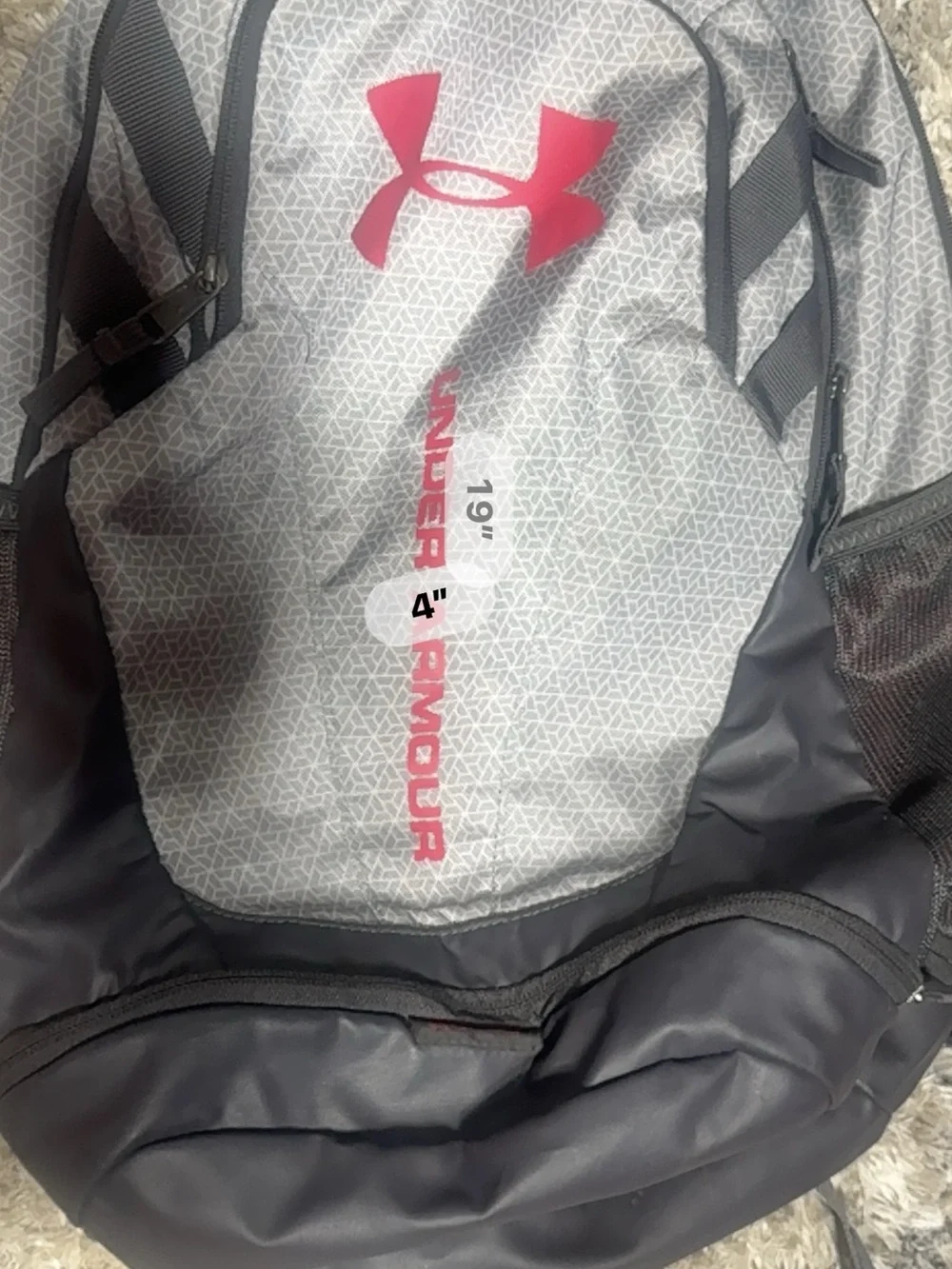 Under Armour Gray Backpack with Red Logo